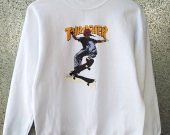 Wow!! Mega Rare!! Vintage Trasher Pushead sweatshirt powel peralta zorlac crewneck deadstock made in usa Medium size