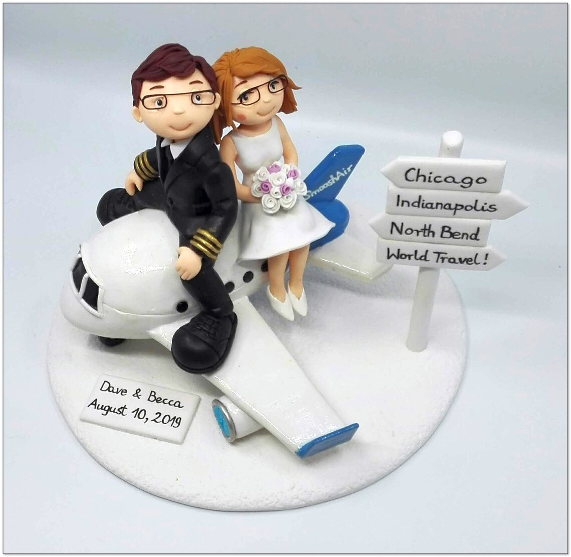Airplane Bride and Groom Cake Topper the Plane Wedding Cake Etsy