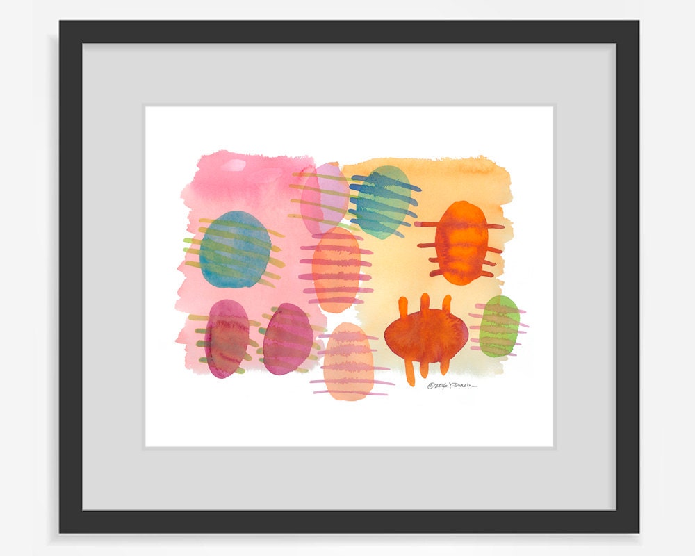 Art Print Painting Modern Abstract Pink Yellow Giclee Gift | Etsy