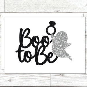 Boo to Be Bridal Shower Card, Glittery Wedding Card, Fall Wedding Shower, Halloween Wedding Lovers, Skull couple, Goth Wedding
