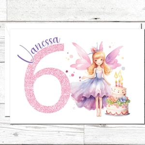 Carte d'anniversaire de fée, carte d'anniversaire de fée lunatique, carte d'anniversaire de fée aquarelle pour tous les âges, carte d'anniversaire magique de fée enchanteresse