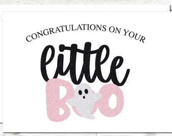 Halloween Baby Shower Card – Congratulations on Your Little Boo