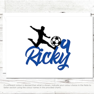 Carte d'anniversaire de football pour enfants - joueur de football personnalisé, nom et âge - à paillettes ou imprimée - 5 x 7 ou A2 - carte d'anniversaire garçon ou fille