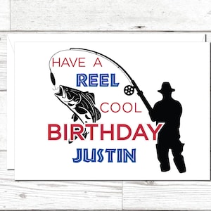 Carte de voeux d'anniversaire cool REEL, carte d'anniversaire personnalisée pour amateur de pêche, carte d'amant de pêche, carte d'anniversaire de pêcheur, carte frère, fils