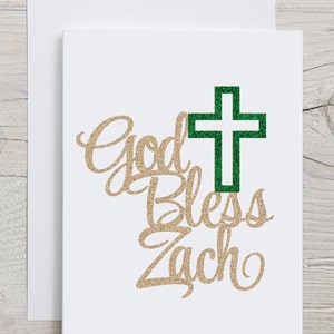 Personalized Baptism Greeting Card, First Communion Card, Cards for Baptism, Communion Card, Religious Card, Glittery Card