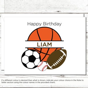 Carte de voeux pour amateur de sport, carte pour amateur de sport, carte de baseball, carte de football, carte de basket-ball, carte de football, carte d'anniversaire personnalisée