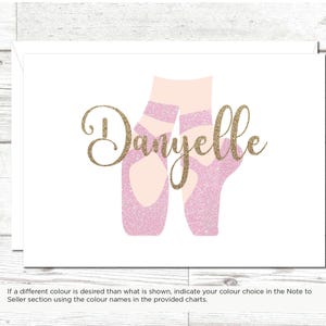 Personalized Ballerina Slippers Greeting Card | Ballet Feet on Toes | Custom Name Card | Dancer Gift | Ballet Recital Card