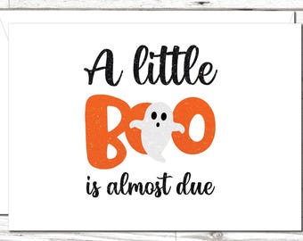 Glitter Ghost Baby Shower Card: Little Boo Halloween Theme