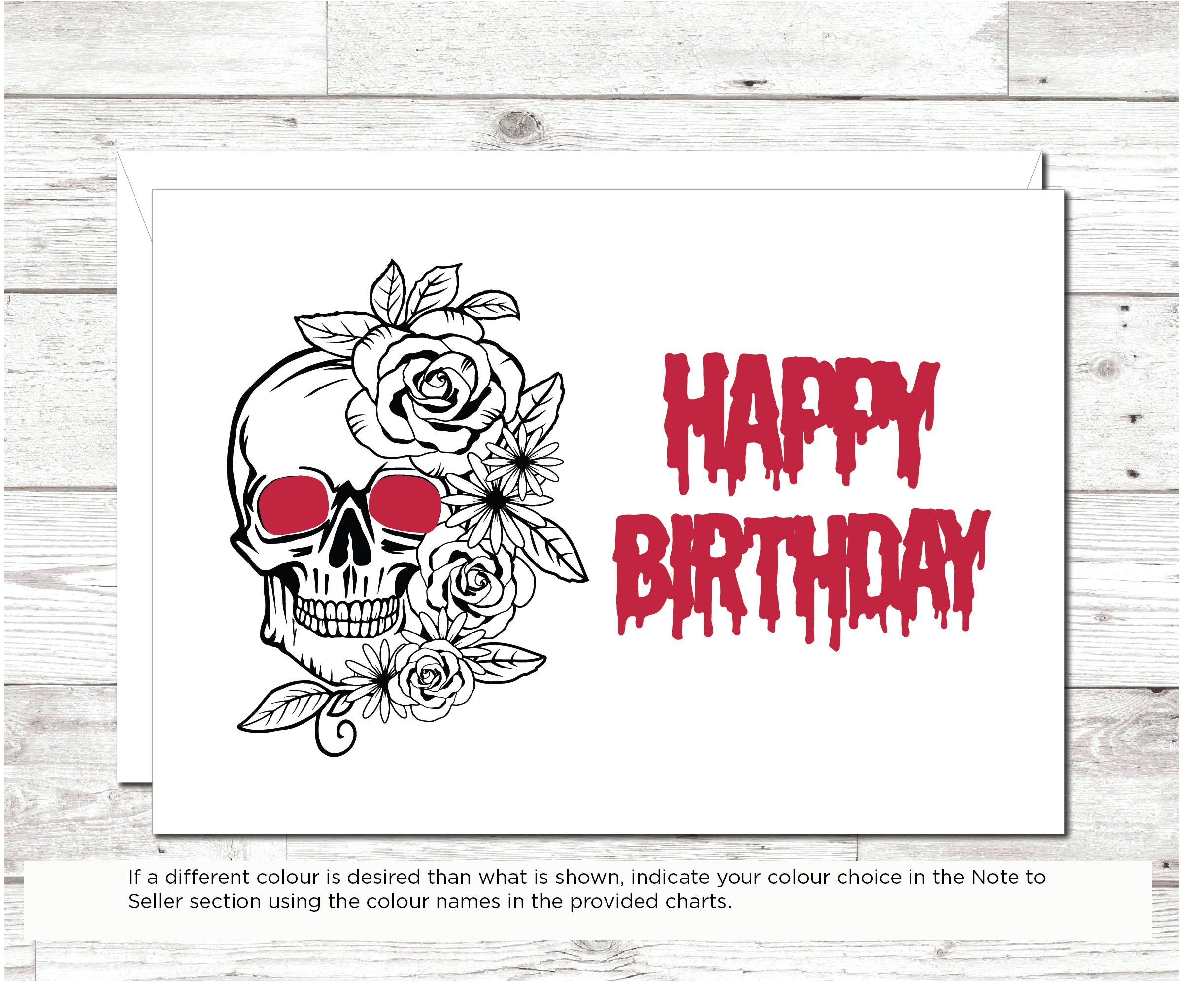 Skull Birthday Card, Spooky Birthday Wishes, Blood Dripping Font, Skull ...