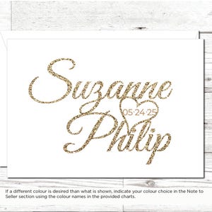 Carte de mariage avec nom et date personnalisés, Carte de mariage, Carte d'anniversaire, Retenez la date, Carte souvenir, Carte coeur de mariage