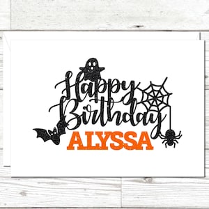 Carte d'anniversaire Halloween, Souhaits d'anniversaire fantasmagoriques, Halloween personnalisé, Fun fête tête de mort, Anniversaire gothique, Célébration tête de mort, Carte scintillante