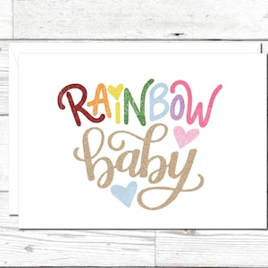 Carte de voeux arc-en-ciel de bébé, carte de bébé arc-en-ciel, c'est un garçon, c'est une fille, carte de bébé arc-en-ciel de baby shower, bébé arc-en-ciel, bébé après la tempête
