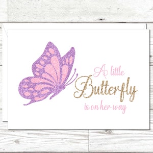 Petite carte de voeux de baby shower, carte de voeux de bébé, carte de baby shower de papillon, baby shower sur le thème de papillon, douche de papillons