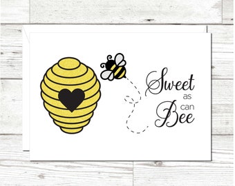 As Sweet As Can Be Baby Shower Greeting Card, Baby Greeting Card, Baby Shower Card, Bee Themed Baby Shower, Bee and Beehive Baby Shower Card