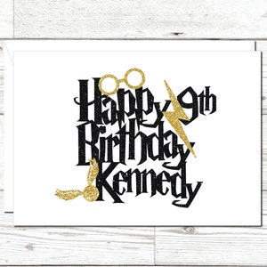 Carte sur le thème du sorcier, anniversaire de sorcier, anniversaire de magie, amour de sorcier, baguette magique, fête de sorcier, anniversaire de potier, voeux de fan HP, carte scintillante