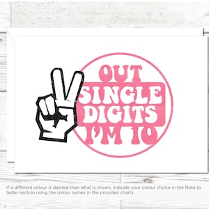 Peace Out, un chiffre, carte de voeux d'anniversaire Peace Out, un chiffre, carte d'anniversaire de 10 ans, carte d'anniversaire pour 10 ans