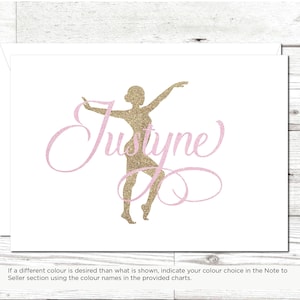 Personalized Dancer Silhouette Card with Name – Elegant Ballet Pose – Glitter Option – Custom Dance Gift for Girls, Dance Recital, Birthday