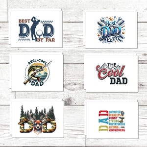 Father's Day Card Set – Funny, Cool, or Outdoorsy Cards for Dad – Choose Golf, Fishing, Camo, or Classic Designs – A2 or 5x7 with Envelope