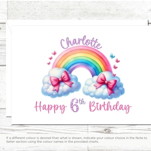 Personalized sparkly rainbow birthday card, Rainbow lover, For rainbow themed birthday, Pretty glittery name/age rainbow birthday card.