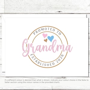 Personalized Promoted to Grandma/Grandpa/Aunt/Uncle Card | Glitter Name Option | New Baby Announcement | Est. Custom Year