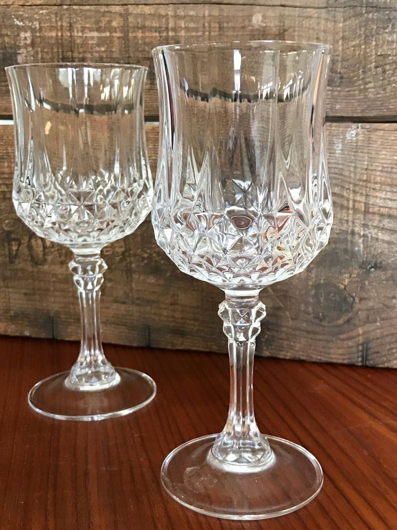 French Crystal Wine Glasses Set of 3 Stemmed Wine Goblets Etsy