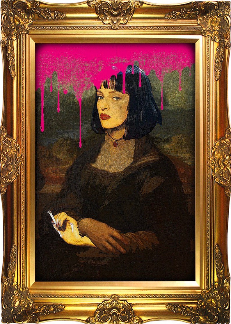 Mona Lisa print, Pulp Fiction Print, Urban Wall Art, Mia Wallace, Mothers Day gift, movie art, graffiti art, movie fan, Funny gift 