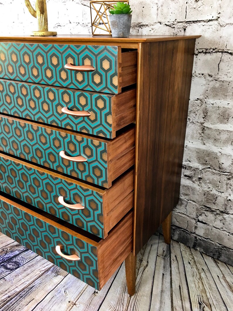 Upcycled Retro Chest Of Drawers Vintage Teak Chest of image 3