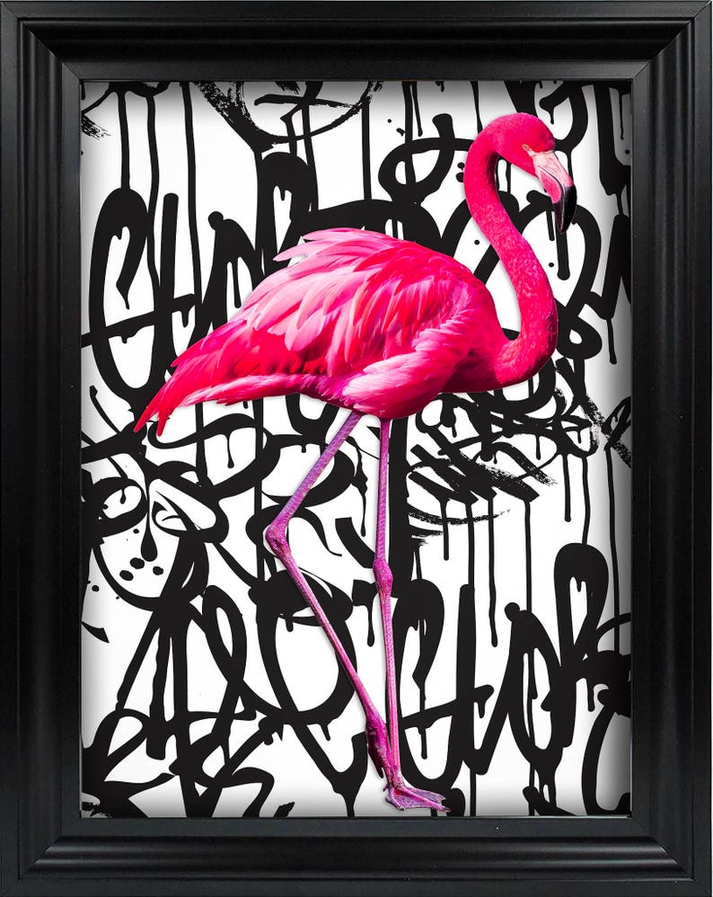 Flamingo Art Print Urban Art Handmade Wall Art Flamingo | Etsy