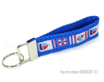 Nautical blue, white, and red lanyard, made by BuntMixxDESIGN ©