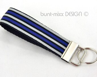 Lilac violet grey woven lanyard keyring, handmade by BuntMixxDESIGN