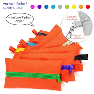 Borsa arancione con cerniera, tanti colori, cuffie TaTüTa, inalatore, disinfettante, gel per le mani, idea regalo, realizzata da BuntMixxDESIGN ©