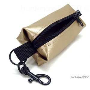 Astuccio portapenne boxy-bag mini-bag, similpelle color bronzo, cerniera con moschettone nera, fatto a mano da BuntMixxDESIGN ©