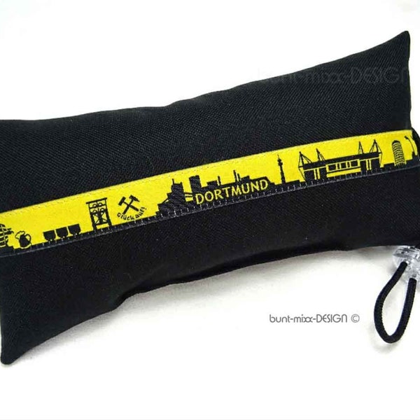 Türstopper schwarz Webband DORTMUND auf beiden Seiten, wasserabweisend Outdoorstoff, handmade BuntMixxDESIGN ©