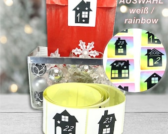 Advent calendar numbers large stickers houses, Advent calendar numbers 24 or 25, stickers made by BuntMixxDESIGN ©