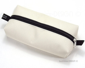 Pencil case cream wool white cosmetic bag, box bag boxybag, handmade by BuntMixxDESIGN ©