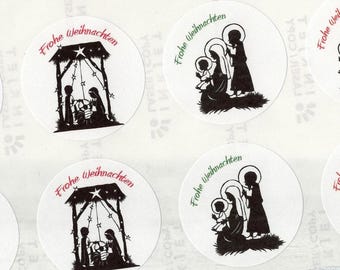 12 stickers Merry Christmas, white stickers for wrapping Christmas presents, made by BuntMixxDESIGN