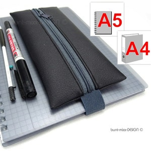 Pencil case elastic band calendar notebook A5, folder A4, pencil case imitation leather black, gift for men, handmade by BuntMixxDesign