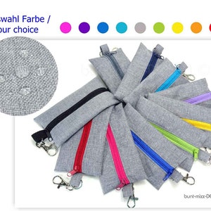Täschchen grau meliert Zipper Karabiner Kopfhörer TaTüTa Inhalator Handgel Geschenk Männer Handmade by BuntMixxDESIGN ©