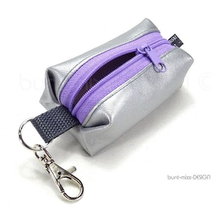 Mini bag faux leather silver lilac purple zipper inhaler cosmetics headphones wallet keyring by BuntMixxDESIGN ©
