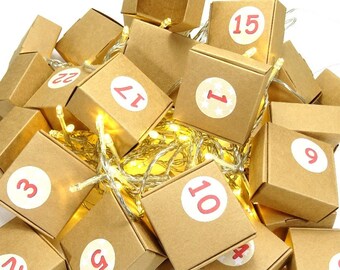 Advent calendar to fill folding boxes kraft paper sticker numbers red natural Advent calendar DIY by BuntMixxDESIGN