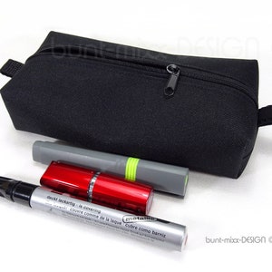 Trousse à crayons, trousse à crayons noire, sac universel, trousse à cosmétiques, trousse à crayons, NOIR, sac boîte, fait main par BuntMixxDesign