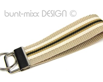 SAND natural khaki light brown key fob, gift for men, beige lanyard, handmade by BuntMixxDESIGN ©