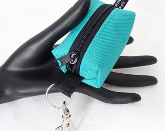 Mini bag with carabiner, small change shopping cart chip, robust outdoor fabric petrol turquoise, handmade by BuntMixxDESIGN ©