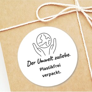 Adesivo Ambiente adesivo per piccole imprese confezionato senza plastica nero bianco 5 cm, salva il mondo, realizzato da BuntMixxDESIGN ©