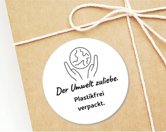 Environmental sticker, plastic-free packaging, small business sticker, black and white, 5 cm, save the world, made by BuntMixxDESIGN ©
