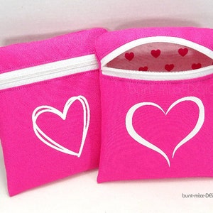 Täschchen mit HERZ rosa pink weiß Portemonnaie Krimskrams Kopfhörer handmade by BuntMixxDESIGN ©