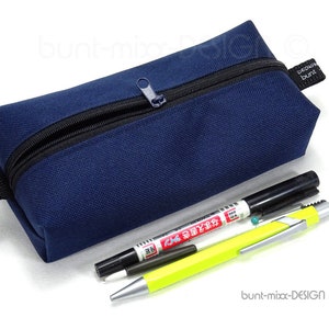 Trousse à crayons bleu foncé en tissu d'extérieur robuste et souple, trousse de maquillage boxybag faite à la main par BuntMixxDESIGN ©