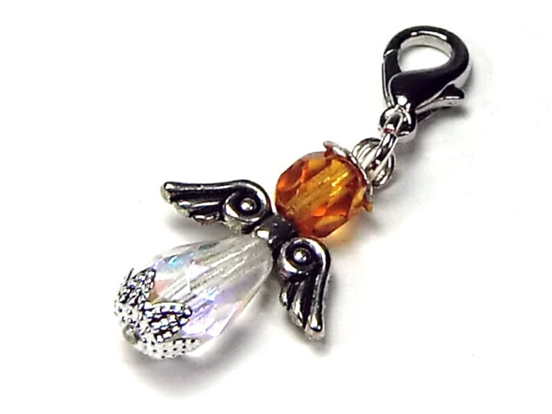 amber angel charm Pendant charm BuntMixxDESIGN crystal clear amber brown glass bead lucky Charm School Start