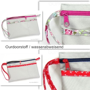 wetbag Nasstasche Kosmetiktäschchen Taschenorganizer Reise hellgrau maritim oder floral, handmade by BuntMixxDESIGN ©