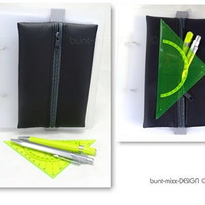 Etui extra breed notitieboek A5 kalenderblok etui imitatieleer zwart, cadeau voor mannen, handgemaakt door BuntMixxDesign
